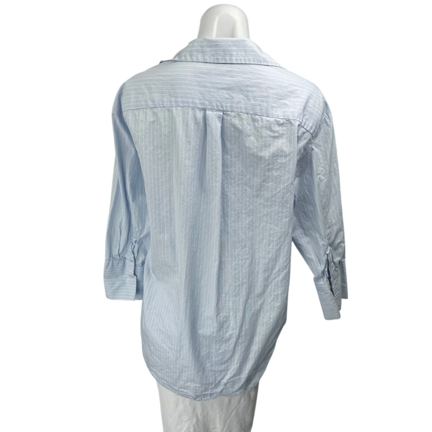 0039 Italy Women's Blue Striped Long Sleeve Button Down Shirt Blouse Top Size S - Image 2
