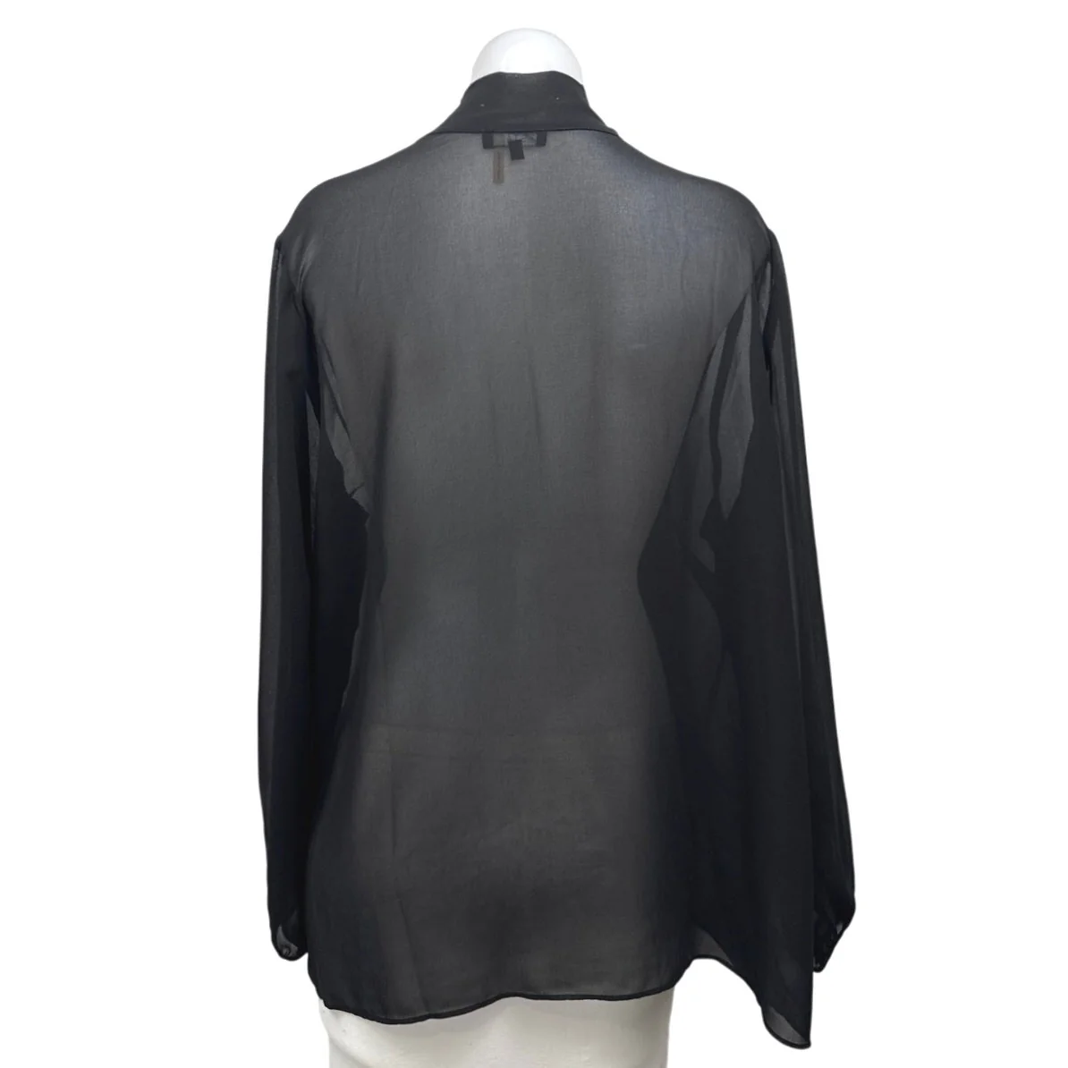 1.State Women's Black Chiffon Pleated Long Sleeve Sheer Tunic Blouse Top Size XL - Image 2