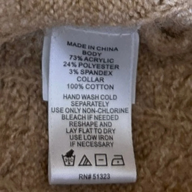 1.State Women's Tan White Cable Knit Layered Shirt Pullover Sweater Top Size L - Image 5