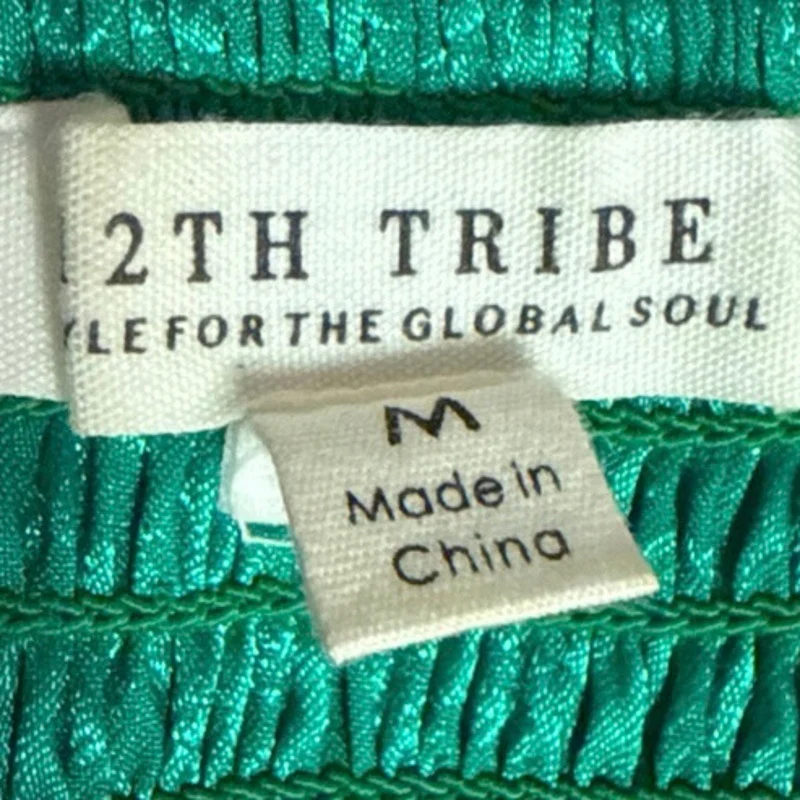 12th Tribe St. Barths Green Floral Sleeveless Cami Camisole Crop Tank Top Size M - Image 4