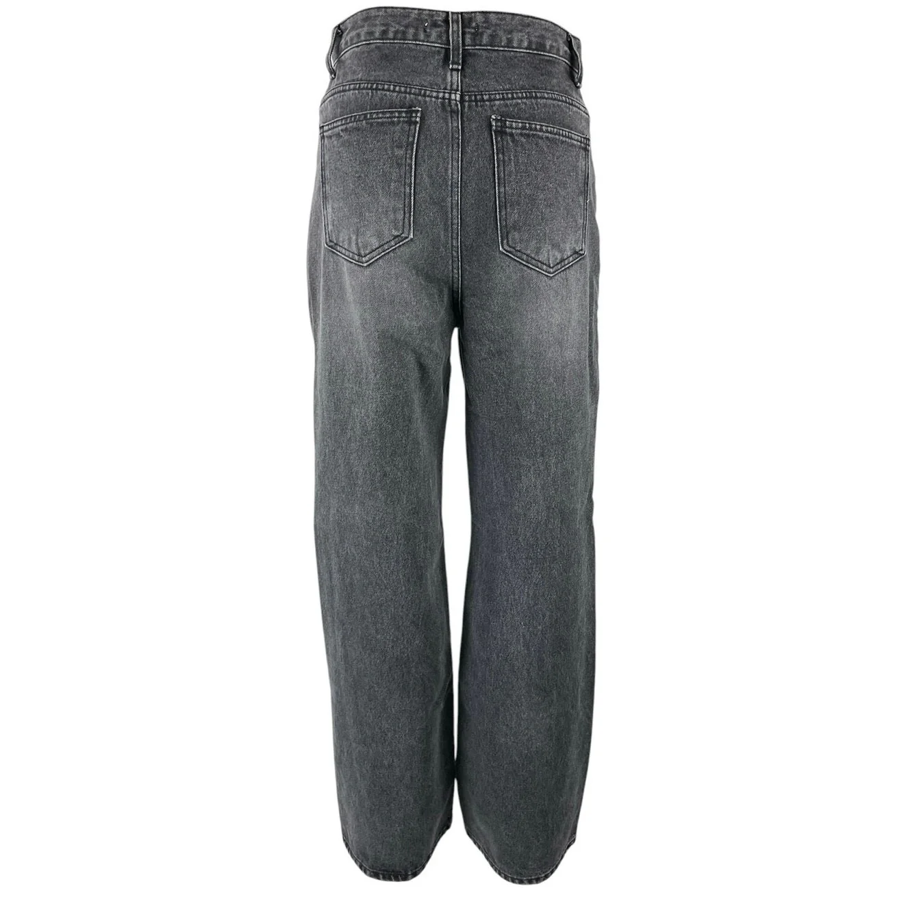 12th Tribe Women's Black Distressed High Rise Wide Leg Baggy Denim Jeans Size S - Image 3