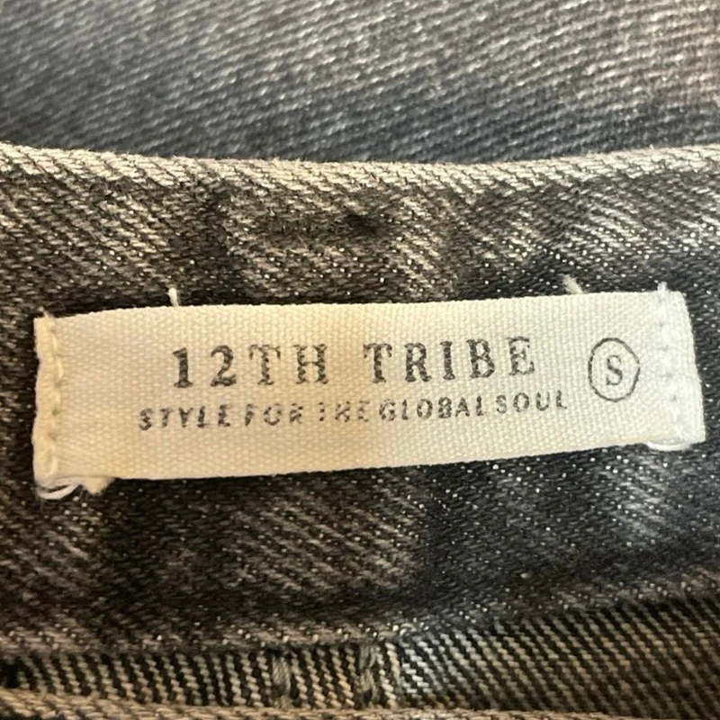12th Tribe Women's Black Distressed High Rise Wide Leg Baggy Denim Jeans Size S - Image 5