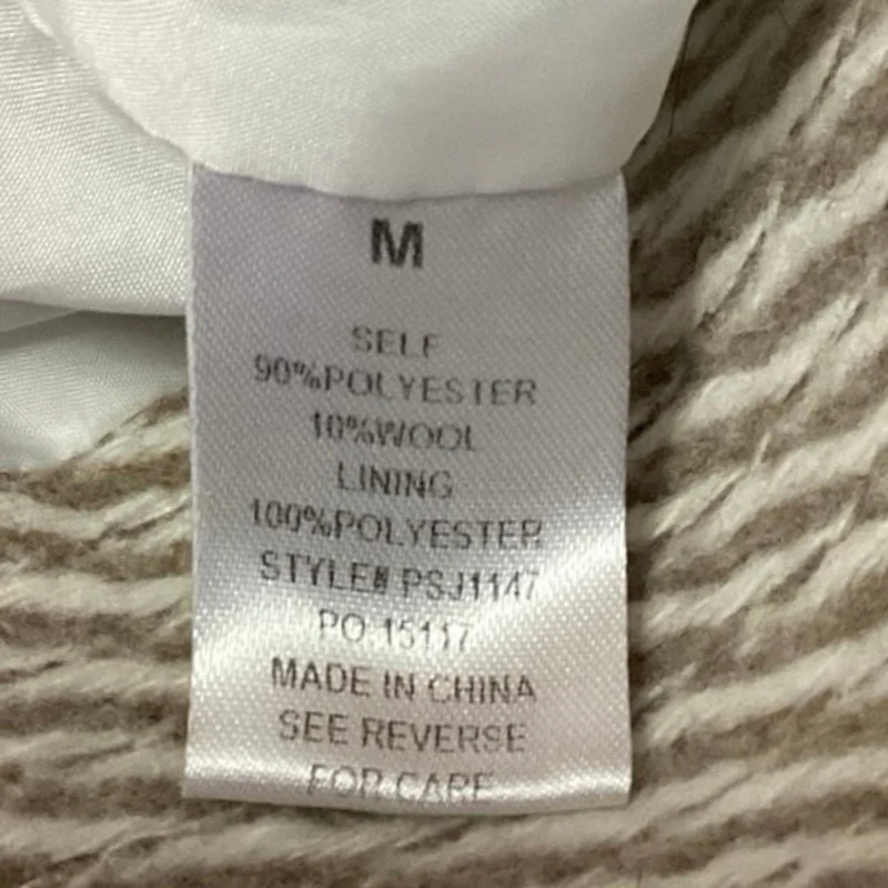 12th Tribe Women's White Wool Long Sleeve Zip Up Collared Outerwear Jacket Sz M - Image 4