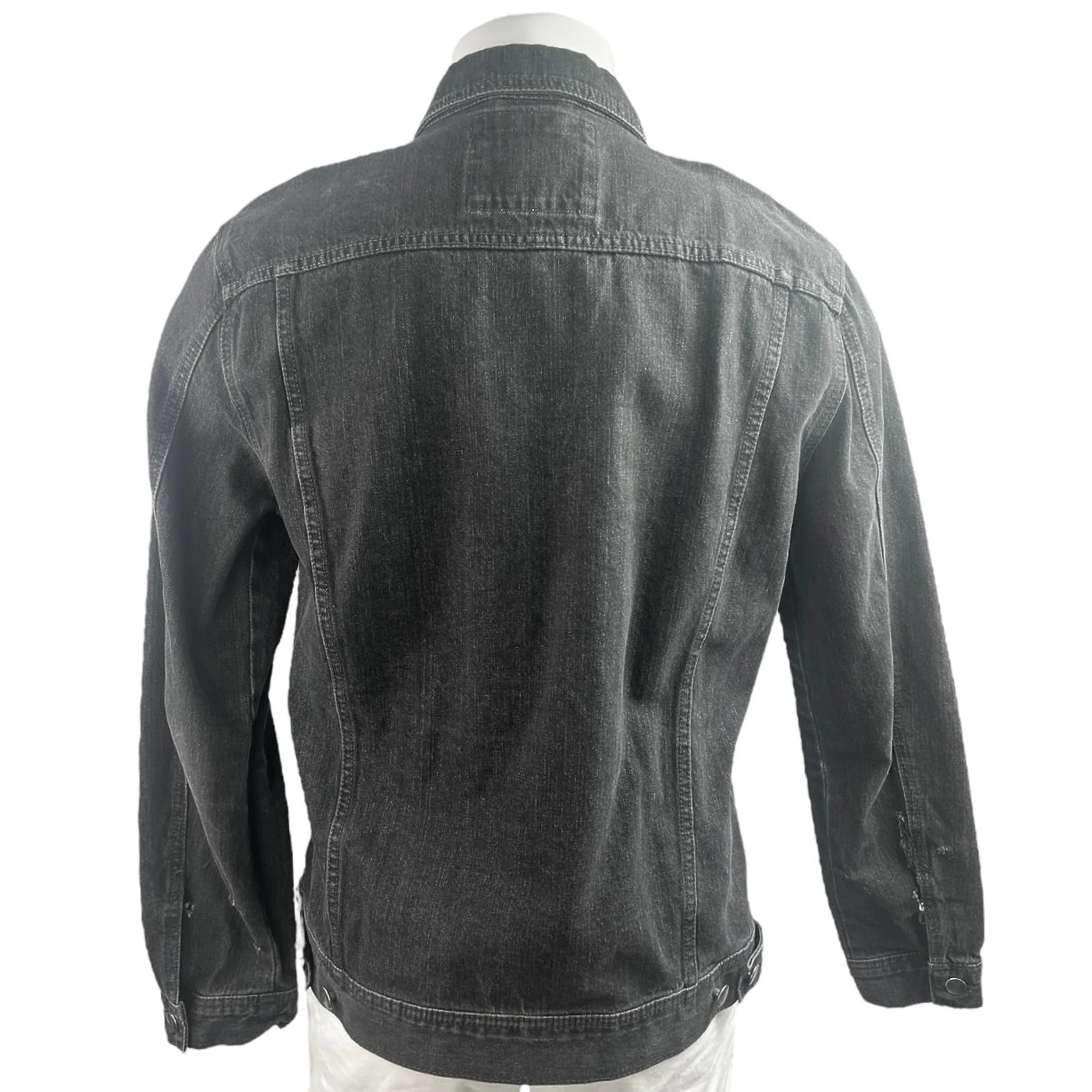 21 Men Men's Black Long Sleeve Button Up Collared Denim Jean Shirt Coat Jacket L - Image 2