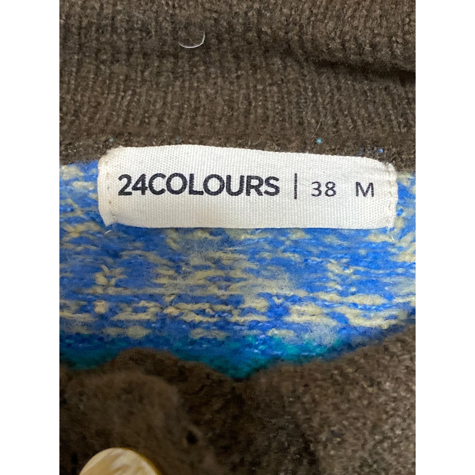24Colours Fair Isle Collared Long Sleeve Button Down Crop Cardigan Sweater Top M - Image 5