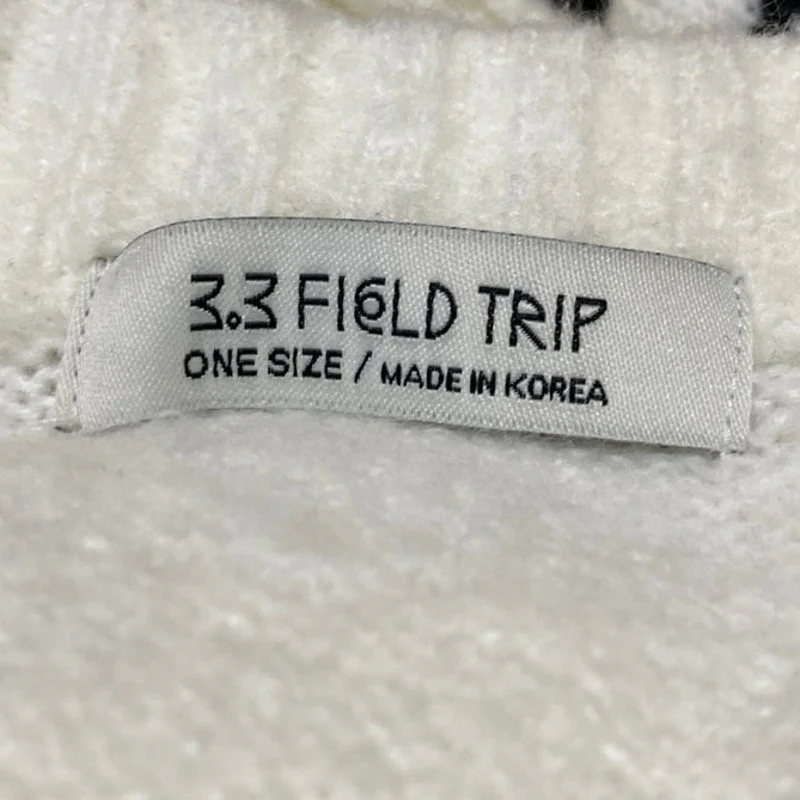 3.3 Field Trip Women's White Black Striped Knit Long Sleeve Sweater Top One Size - Image 3