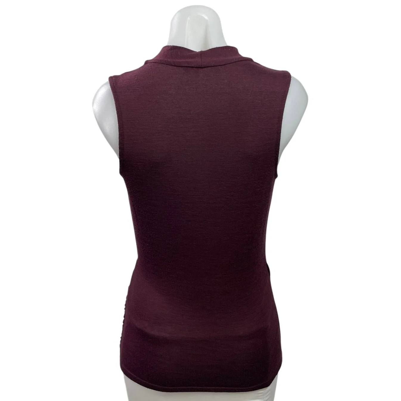 41 Hawthorn Red Burgundy Sleeveless V Neck Faux Wrap Surplice Tank Blouse Top XS - Image 3