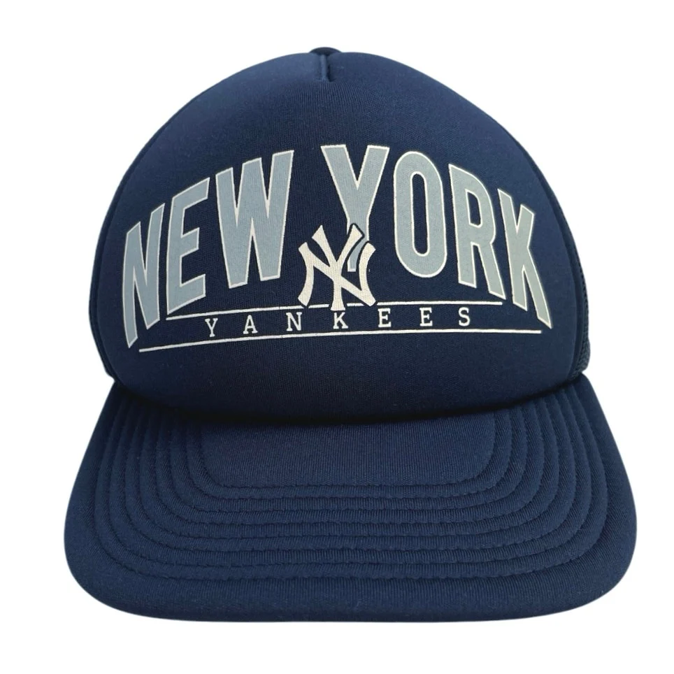 47 Brand MLB New York Yankees Blue Mesh Trucker Snapback Baseball Cap Hat OS - Image 3