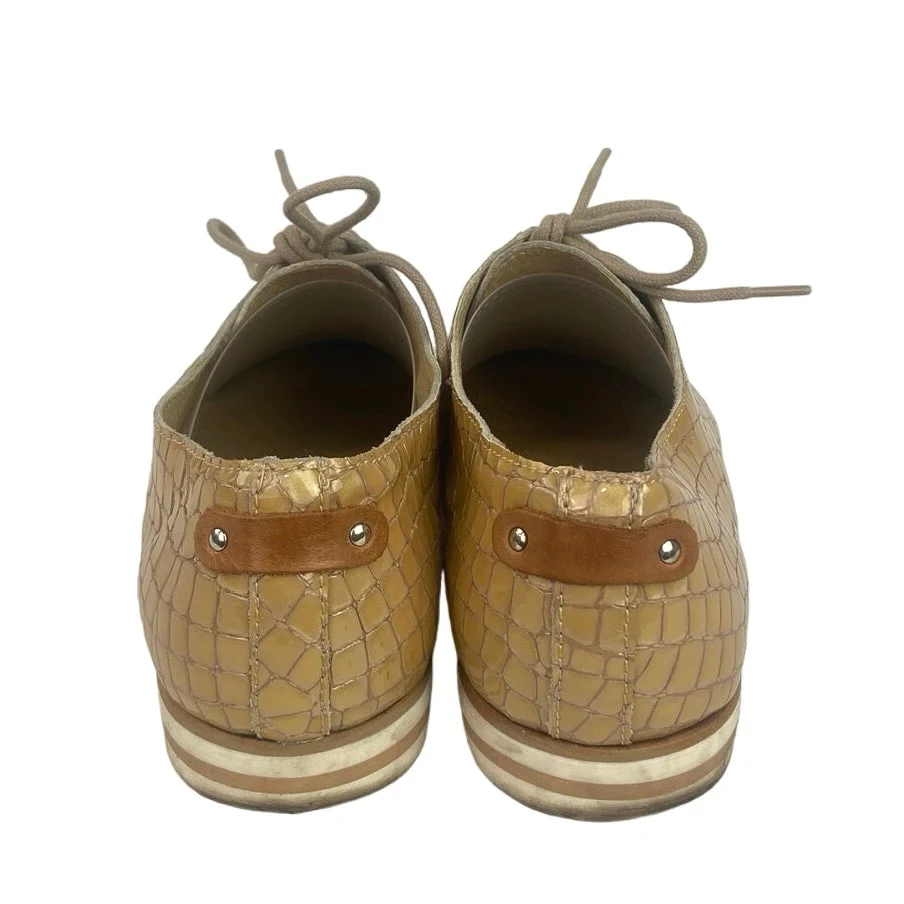5th Avenue Beige Croc-Embossed Leather Lace-Up Oxfords Dress Shoes Size 41 - Image 3