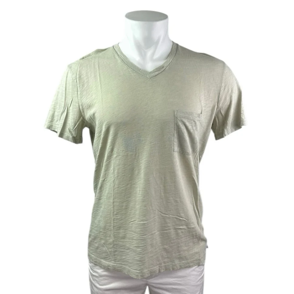 7 For All Mankind Men's Green Short Sleeve V Neck Pocket T Shirt Tee Top Size S
