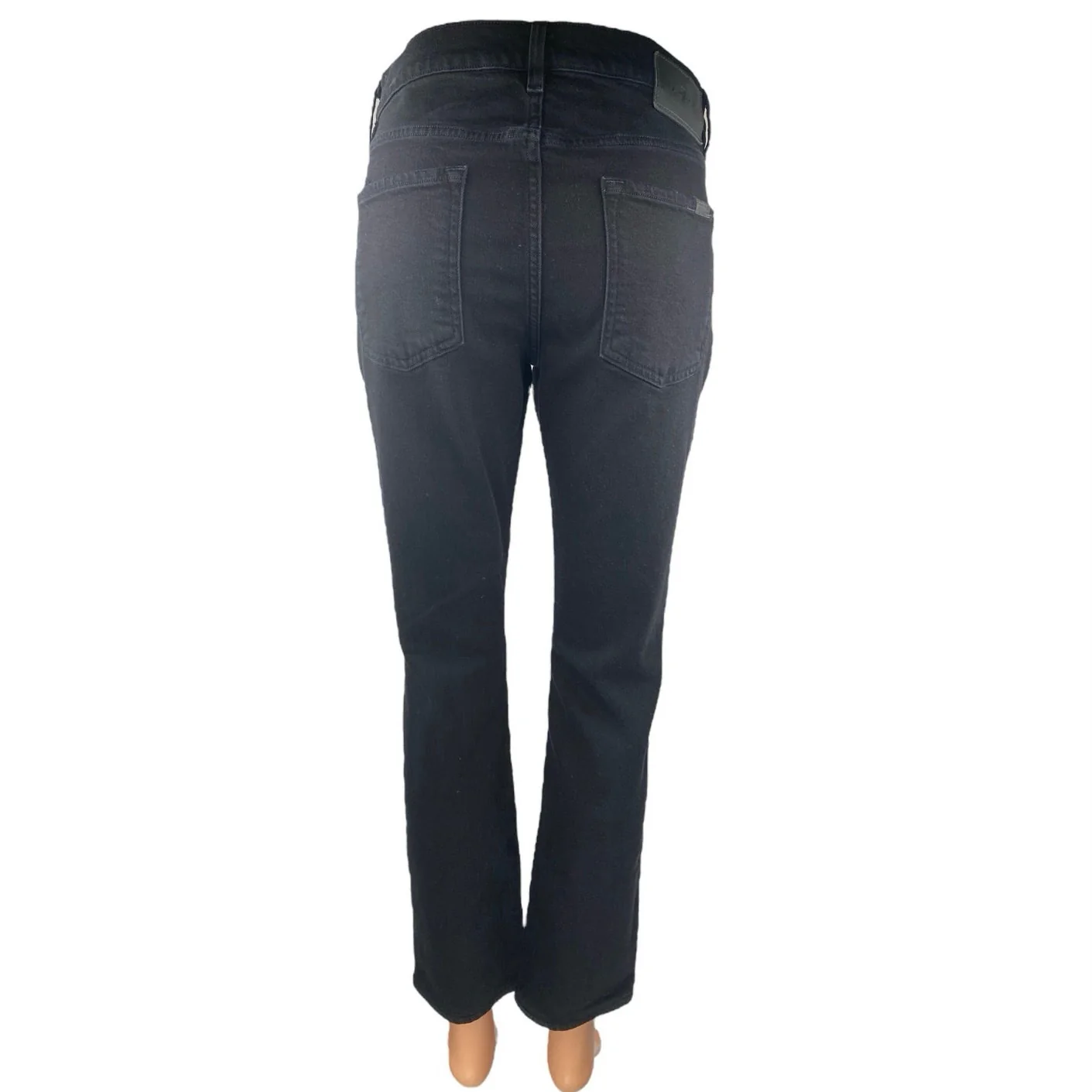 7 For All Mankind Paxtyn Black Distressed High Waist Bootcut Denim Jeans Size 30 - Image 3