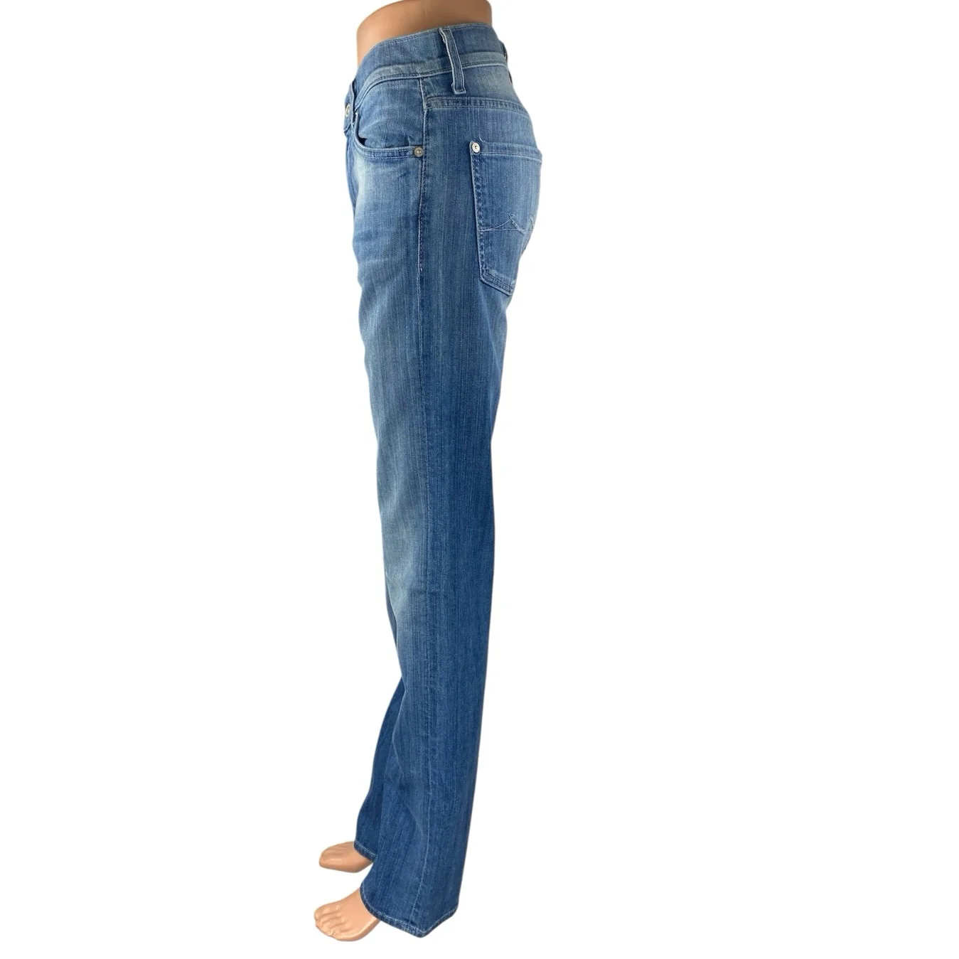7 For All Mankind Slimmy Mens Blue High Rise Straight Slim Denim Jeans Pants 29 - Image 2
