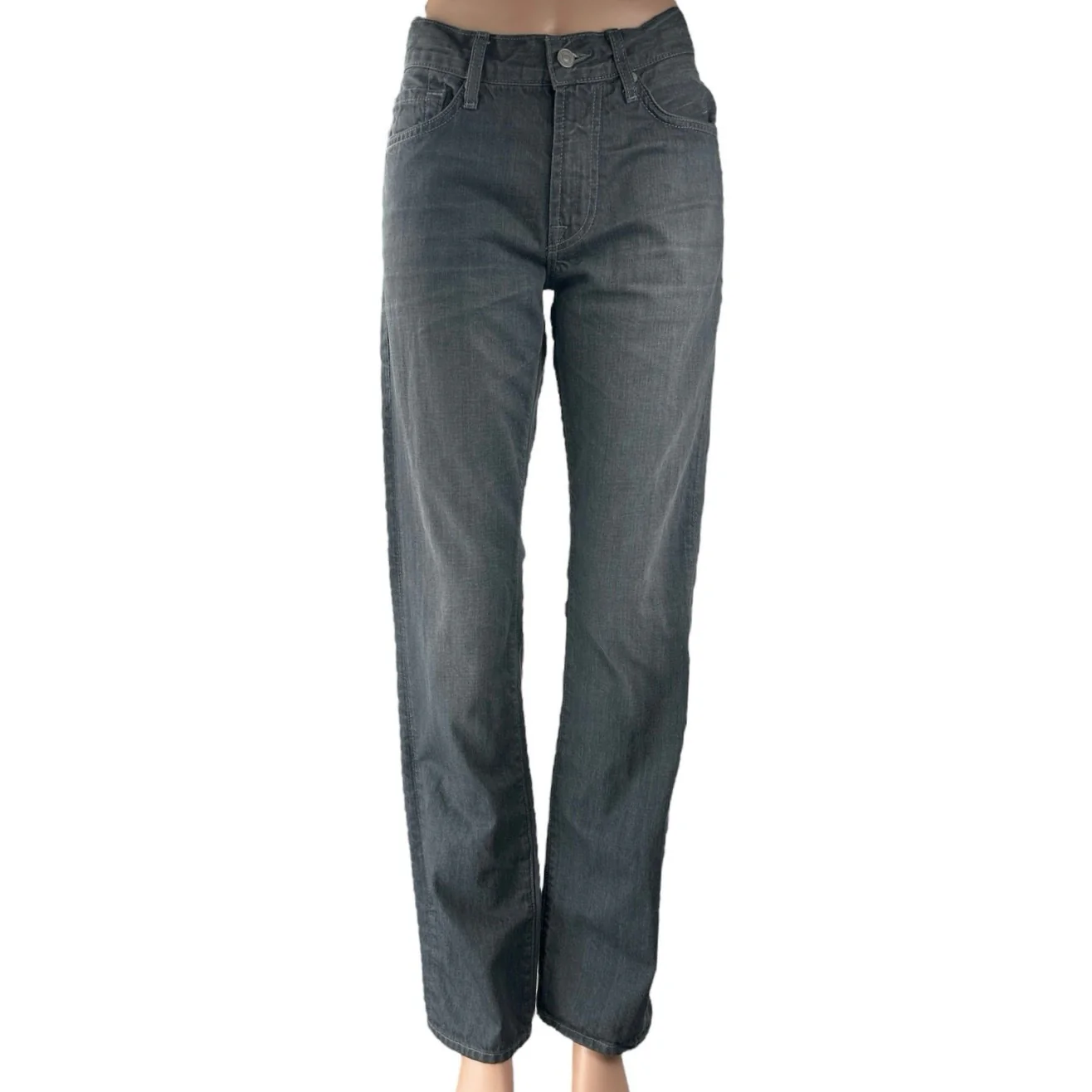 7 For All Mankind Slimmy Women's Black Mid Rise Straight Denim Jeans Pants Sz 30