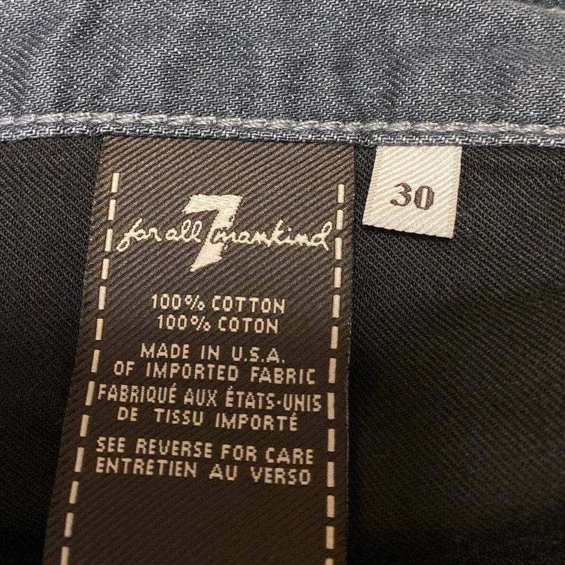 7 For All Mankind Slimmy Women's Black Mid Rise Straight Denim Jeans Pants Sz 30 - Image 5