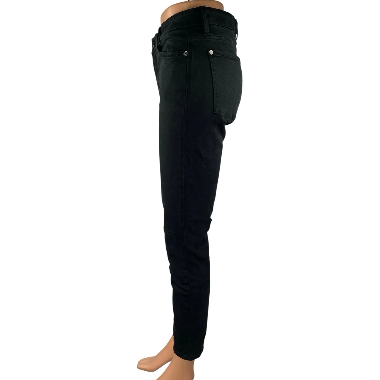 7 For All Mankind Women's Black Mid Rise Slim Skinny Leg Denim Jeans Pants Sz 26 - Image 2