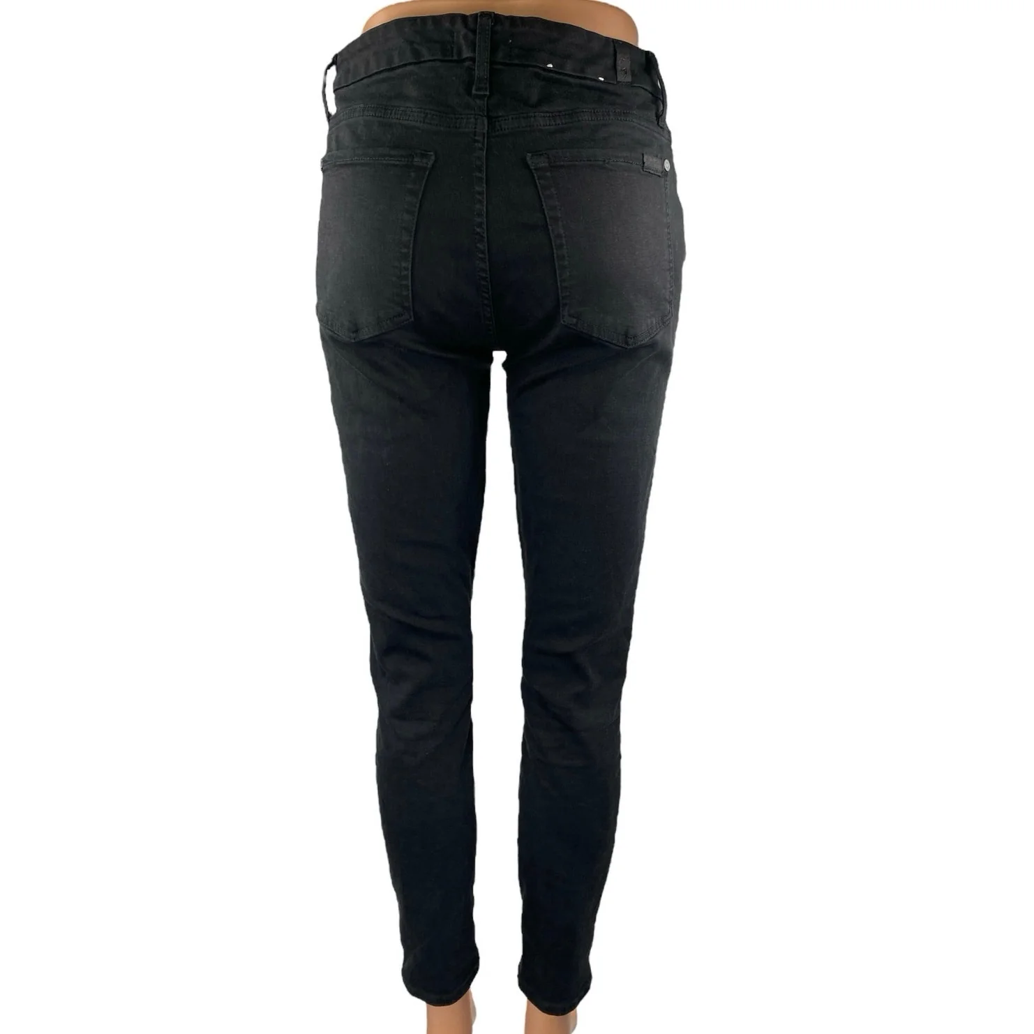 7 For All Mankind Women's Black Mid Rise Slim Skinny Leg Denim Jeans Pants Sz 26 - Image 3