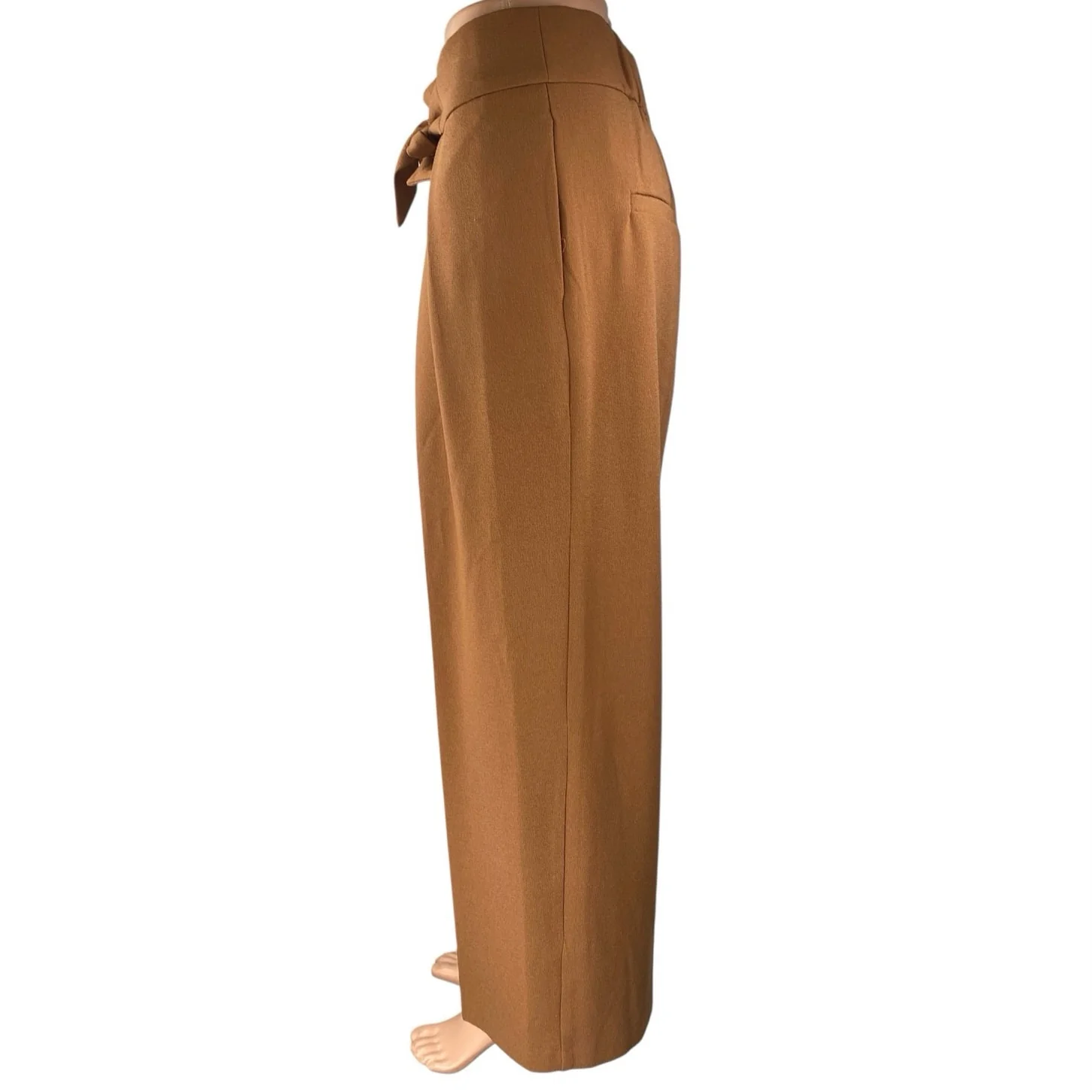 7th Avenue Women's Brown Pleated High Waisted Wide Leg Trousers Dress Pants Sz L - Image 2