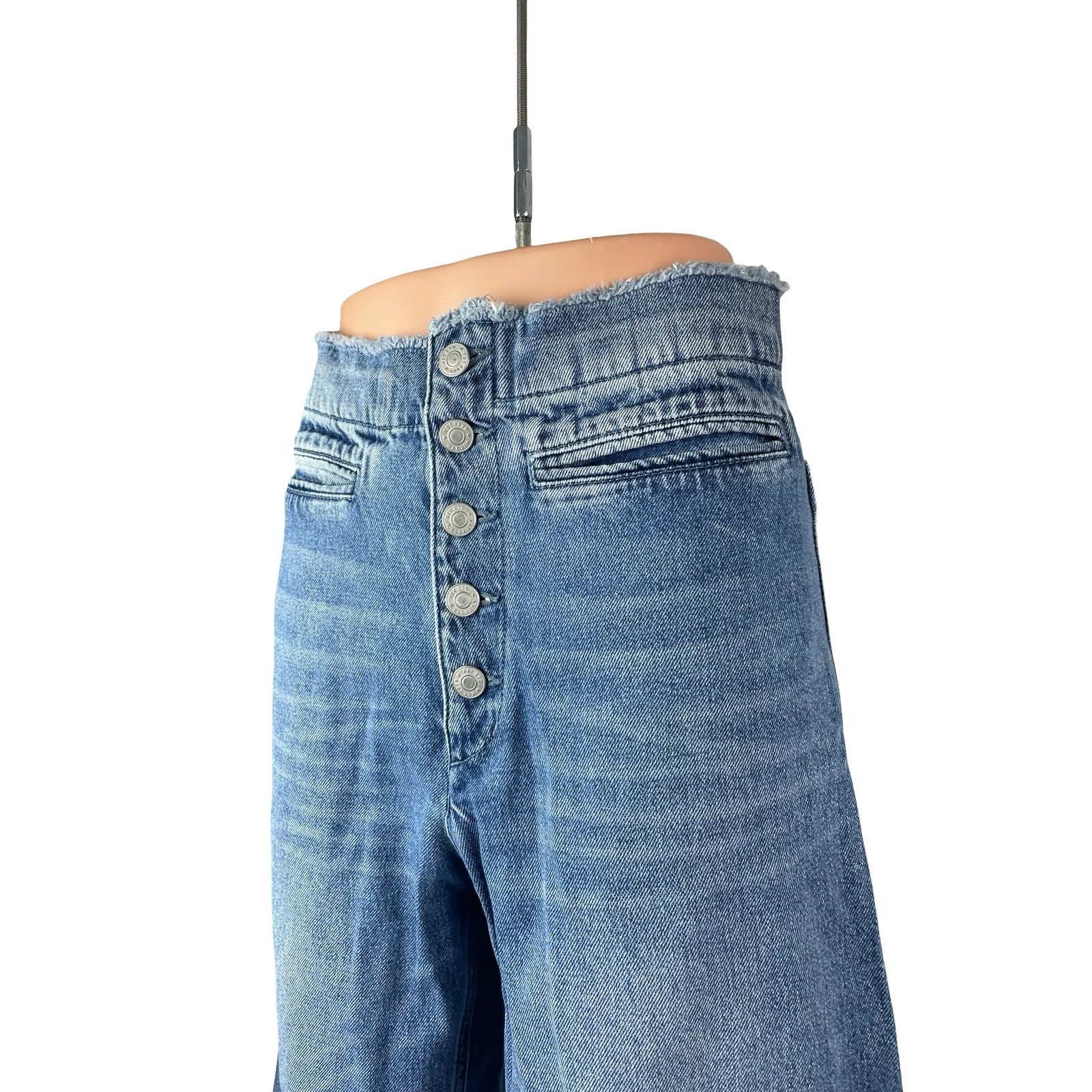 A.L.C. Women's Blue High Waist Baggy Barrel Flare Wide Leg Denim Jeans Pants 4 - Image 3