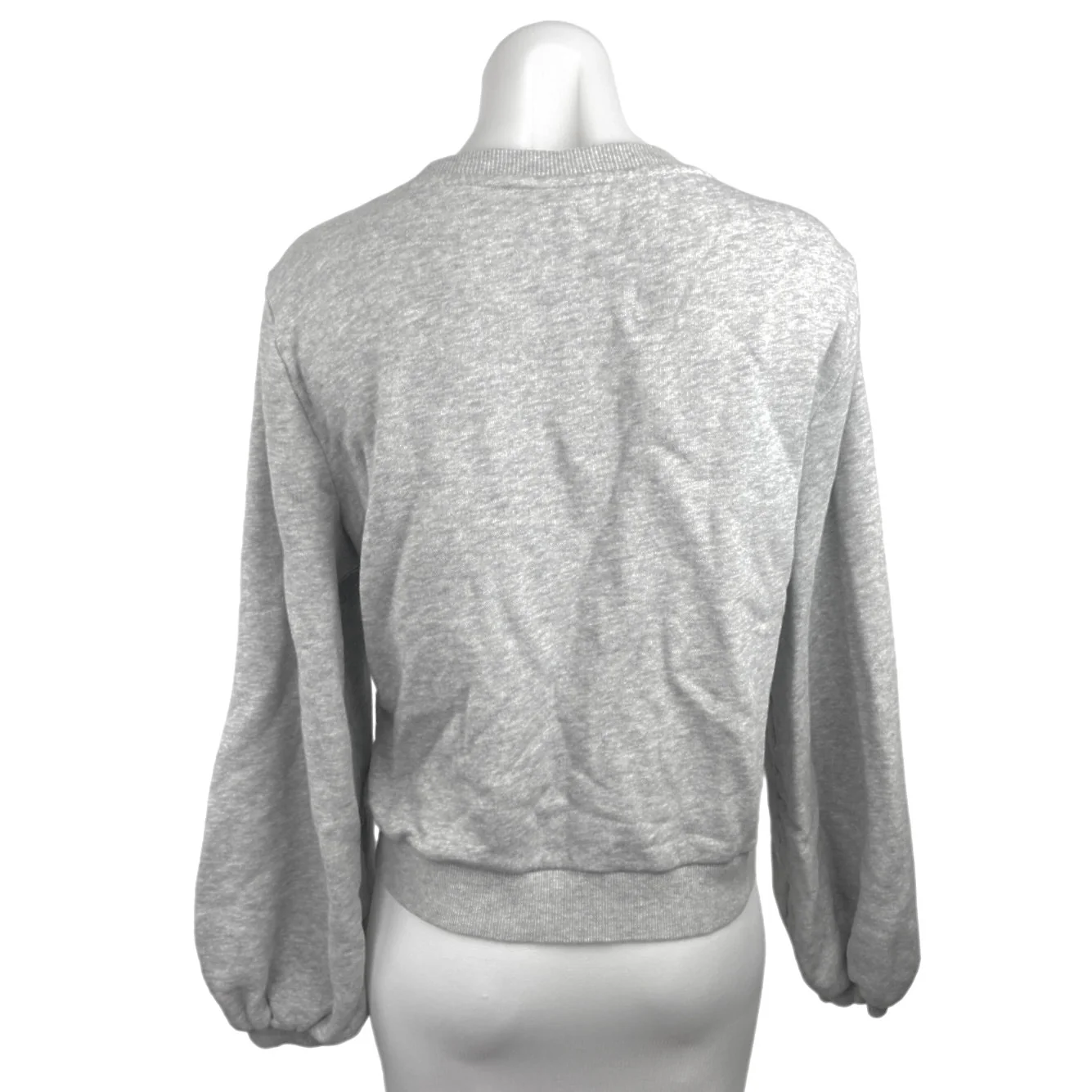 A New Day Gray Crew Neck Balloon Long Sleeve Pullover Sweater Top Size L - Image 2