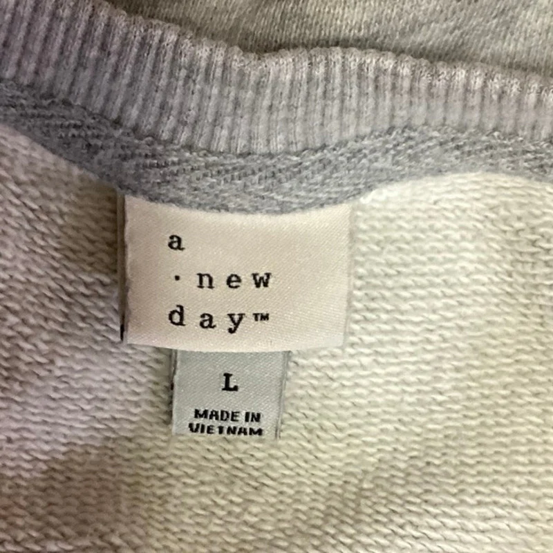 A New Day Gray Crew Neck Balloon Long Sleeve Pullover Sweater Top Size L - Image 3
