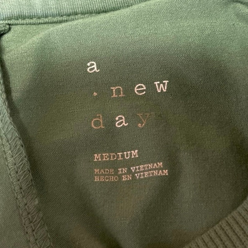 A New Day Green Sleeveless Crew Neck Pull On Casual Midi Tank Shirt Dress Size M - Image 4