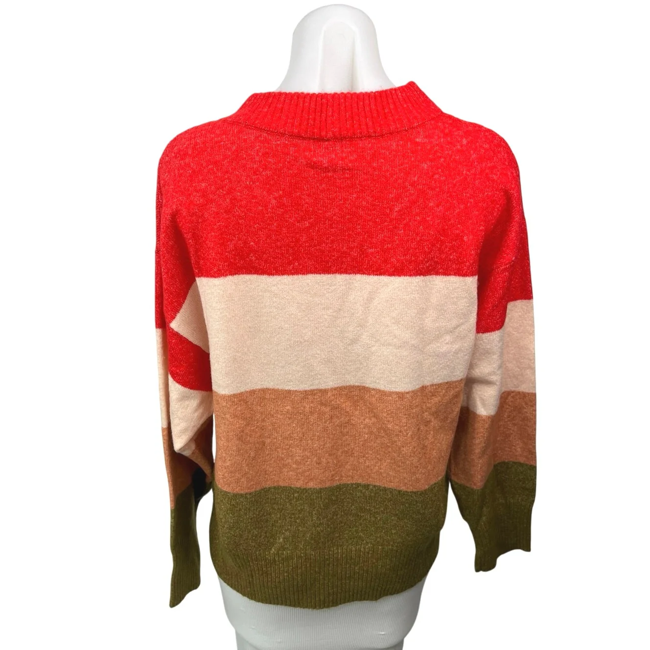 A New Day Multicolor Colorblock Mock Crew Neck Knit Pullover Sweater Top Size XS - Image 2