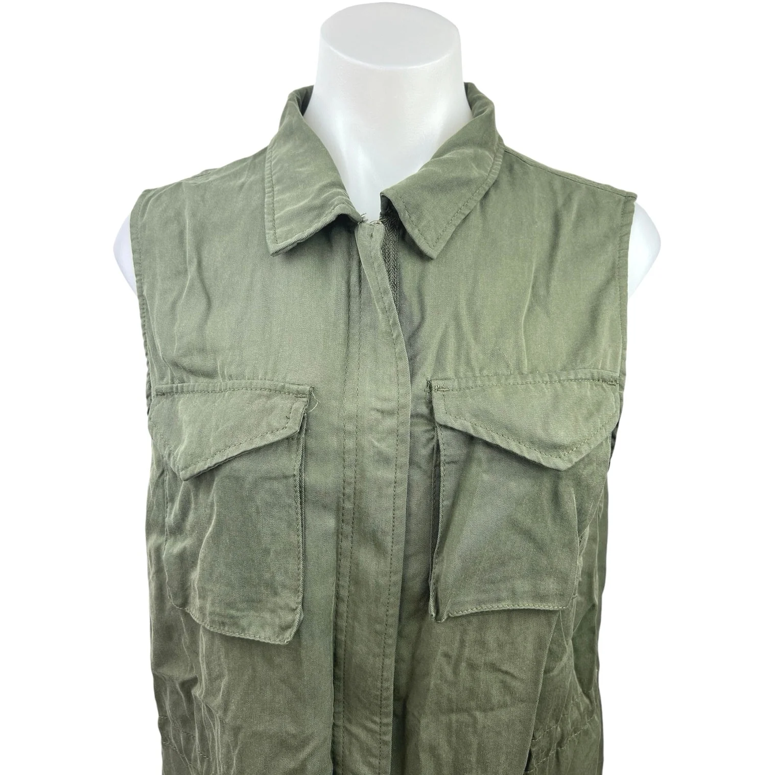 A New Day Olive Green Sleeveless Utility Pocket Outdoor Mini Dress Size M - Image 3