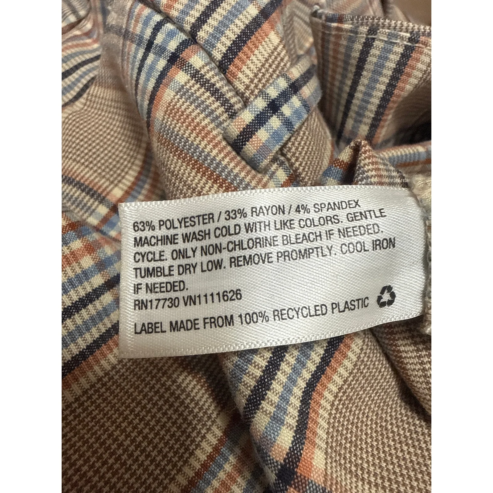 A New Day Women Tan Plaid Tartan Wide Leg Straight Cropped Trousers Pants Size 4 - Image 5