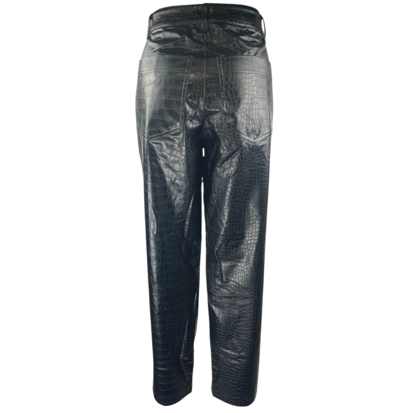 A New Day Women's Black Croc Faux Leather Vegan Wide Leg Trousers Pants Size 8 - Image 3