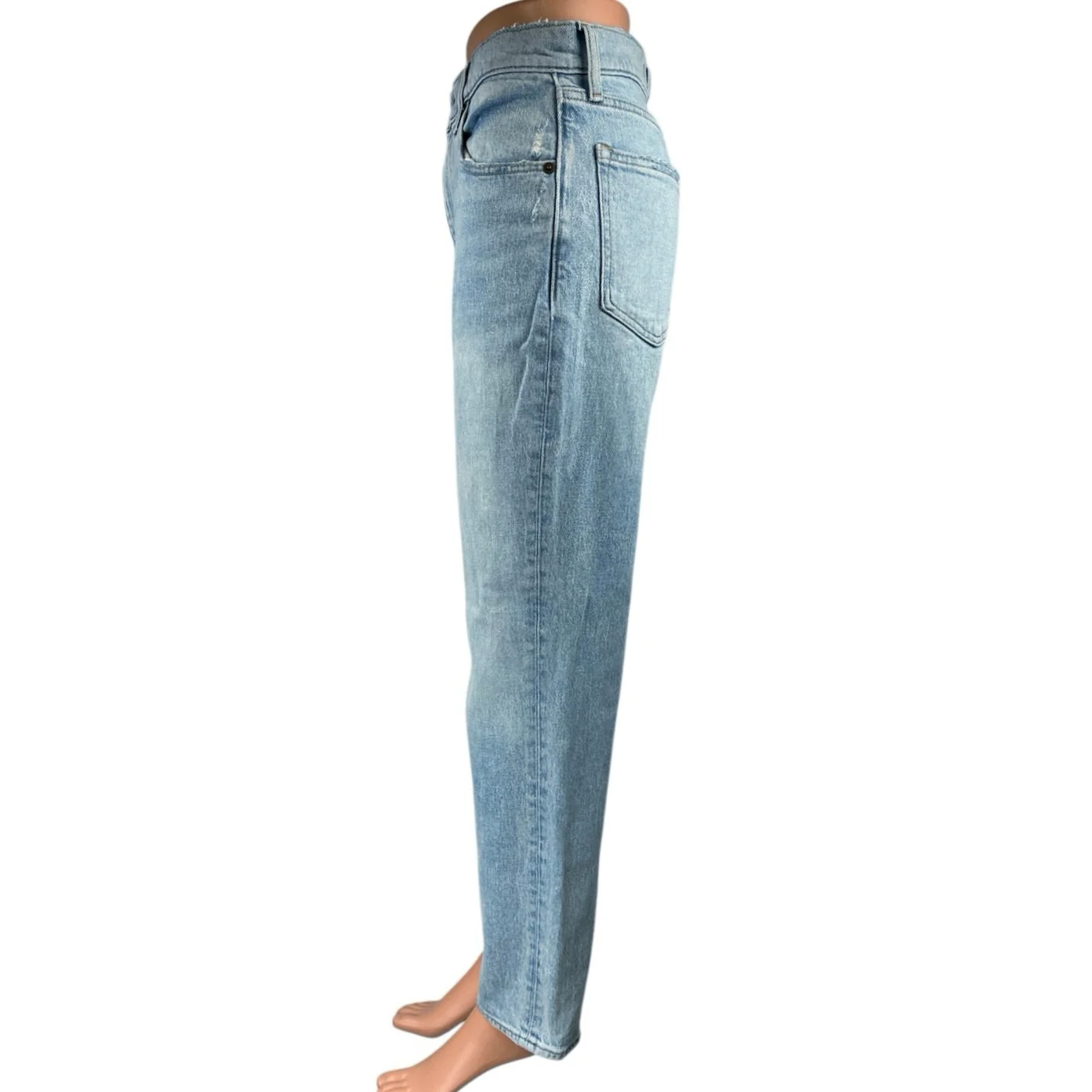 Abercrombie & Fitch 90's Straight Blue Ultra High Rise Distressed Denim Jeans 4 - Image 2