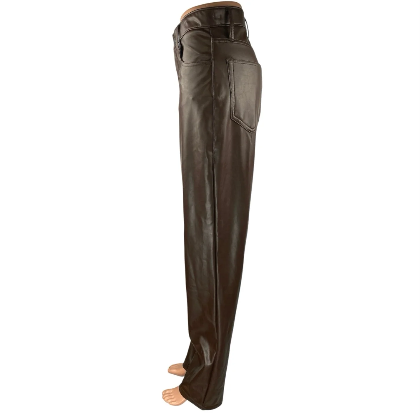 Abercrombie & Fitch 90's Straight Brown Faux Leather Ultra High Rise Pants Sz 27 - Image 2