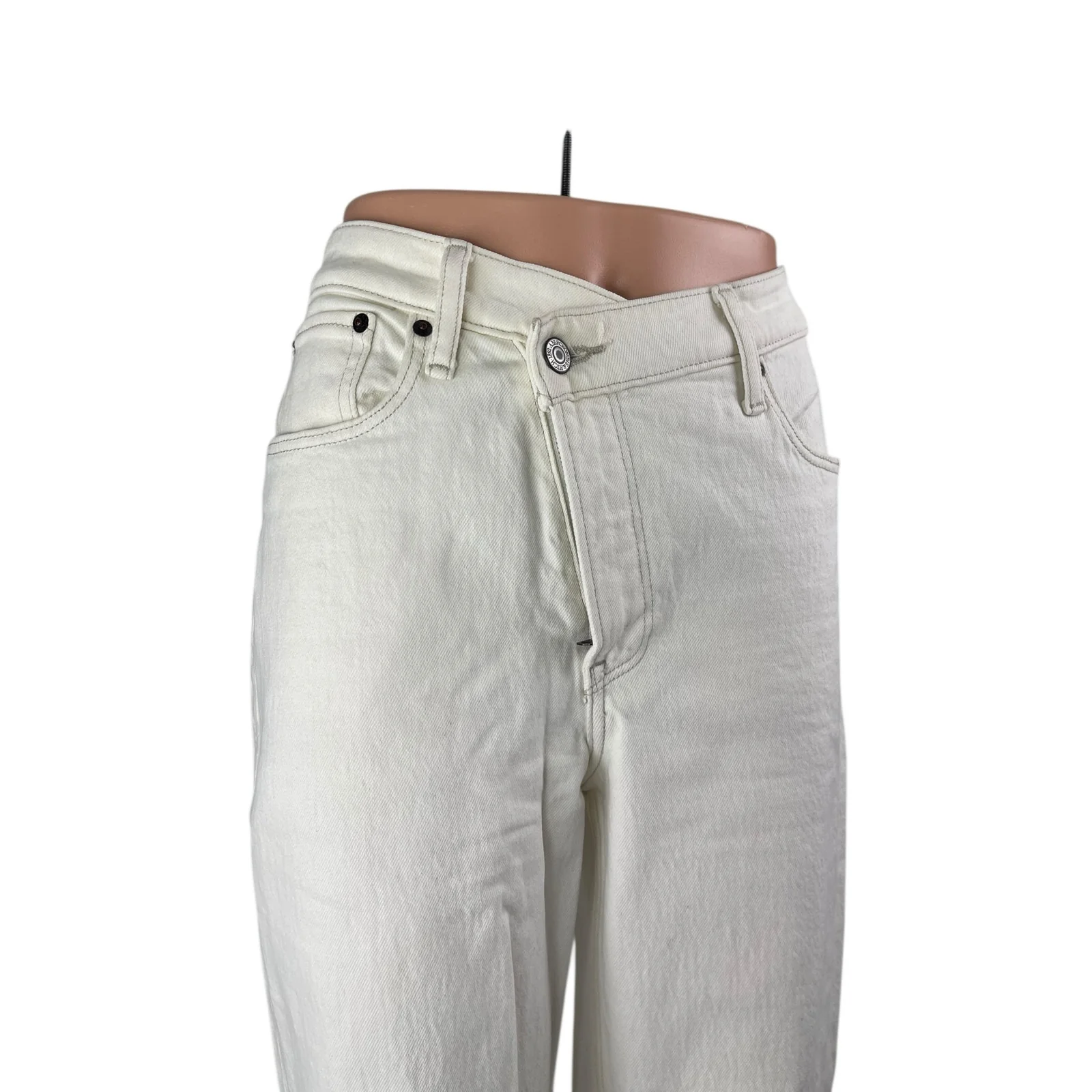 Abercrombie & Fitch 90's Straight White Ultra High Rise Denim Jeans Pants 27/4 - Image 3