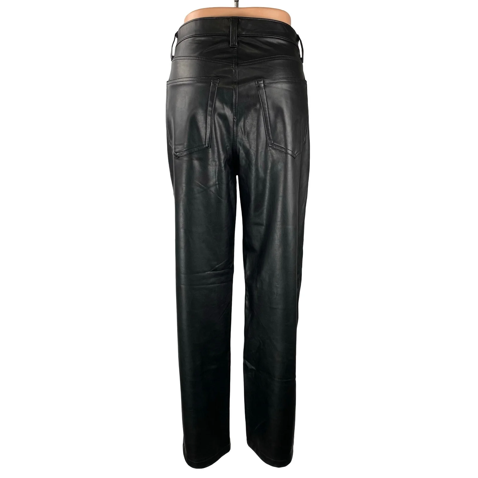 Abercrombie & Fitch 90s The Relaxed Black Faux Leather Vegan Trousers Pants 12 - Image 4