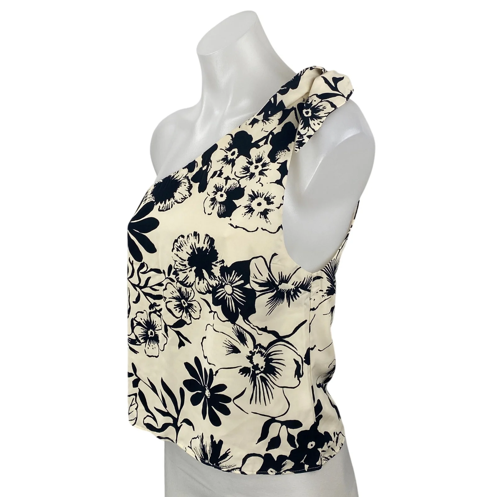 Abercrombie & Fitch Asymmetrical Scarf Floral One Shoulder Tank Blouse Top Sz XS - Image 3