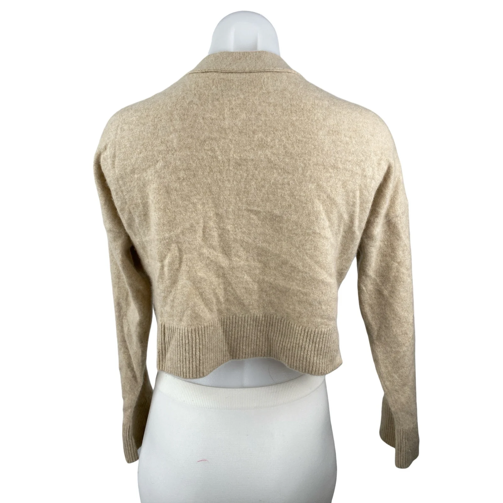Abercrombie & Fitch Beige Long Sleeve V Neck Button Crop Cardigan Sweater Top S - Image 2
