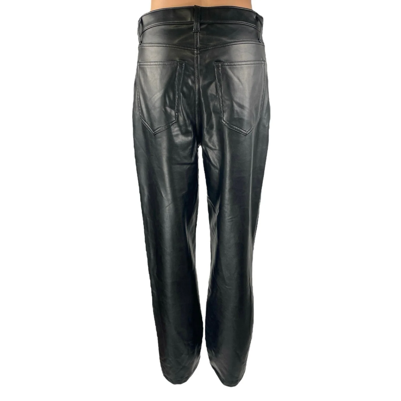 Abercrombie & Fitch Black Faux Leather Straight Leg High Waist Trousers Pants 29 - Image 3