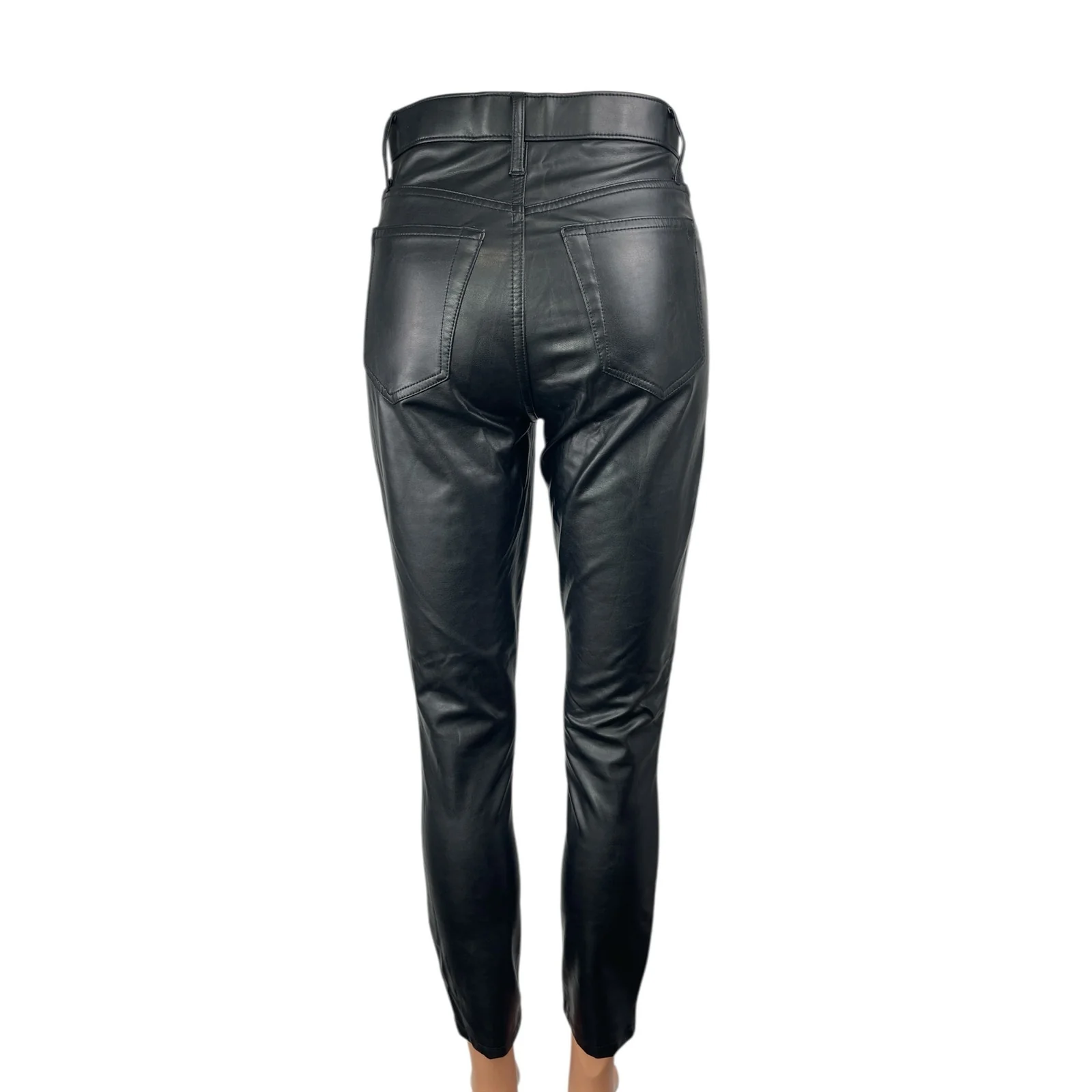 Abercrombie & Fitch Black Faux Vegan Leather High Rise Skinny Trousers Pants 25 - Image 2
