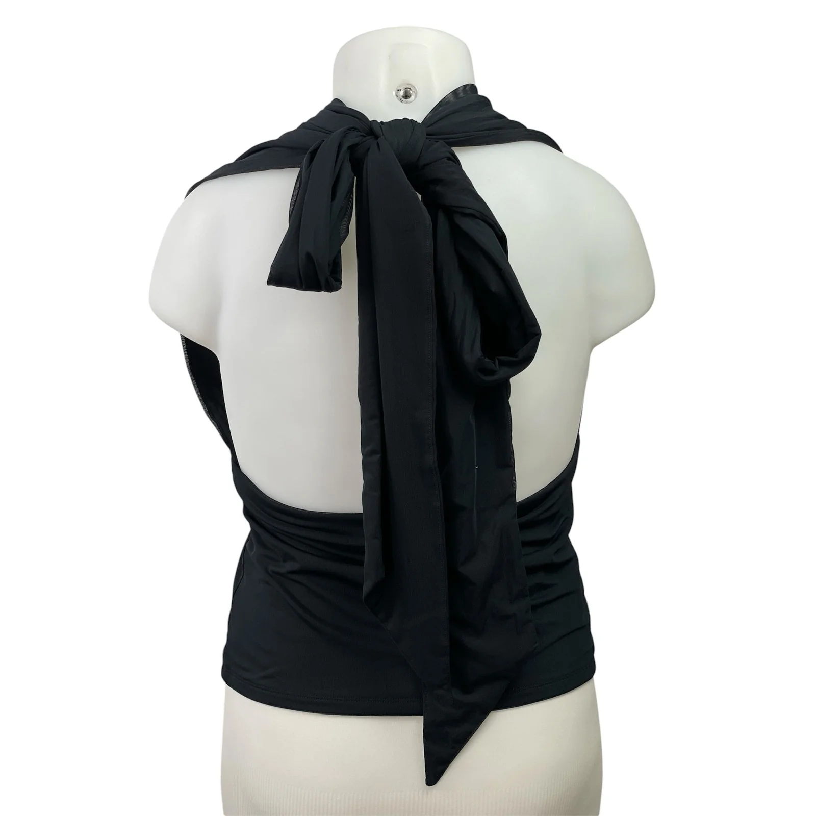 Abercrombie & Fitch Black Halter Plunge V Neck Sleeveless Blouse Top Size XL - Image 3