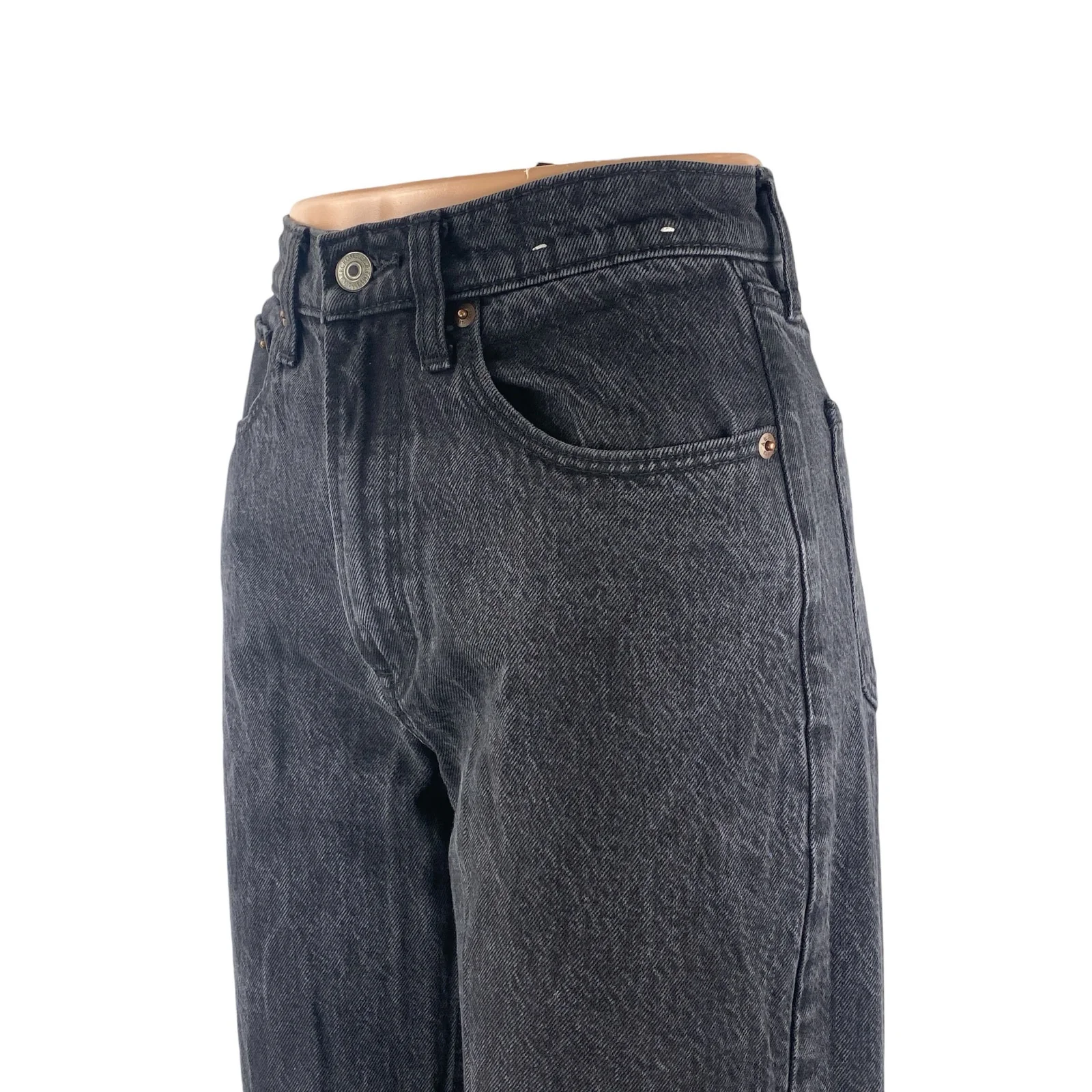 Abercrombie & Fitch Black High Rise Loose Baggy Wide Leg Denim Jeans Pants Sz 24 - Image 2