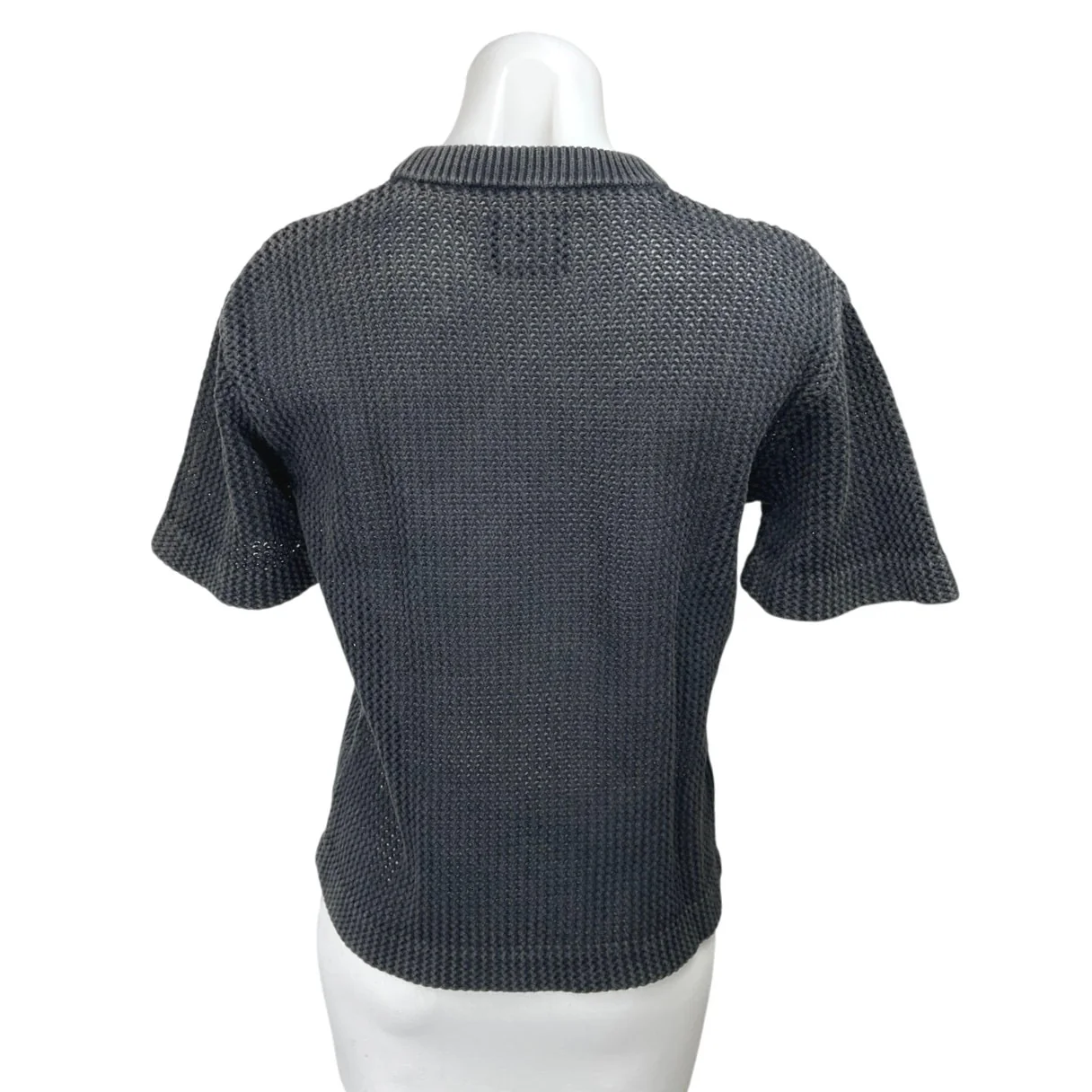 Abercrombie & Fitch Black Open Knit Short Sleeve Pocket Tee T-Shirt Top Size XS - Image 2