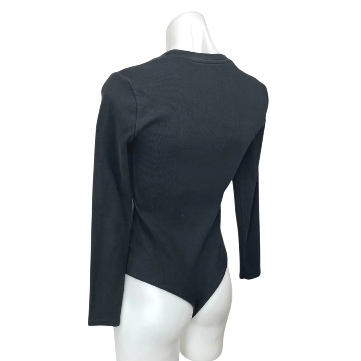 Abercrombie & Fitch Black Rib Knit Long Sleeve Crew Neck Bodysuit Sweater Top M - Image 2