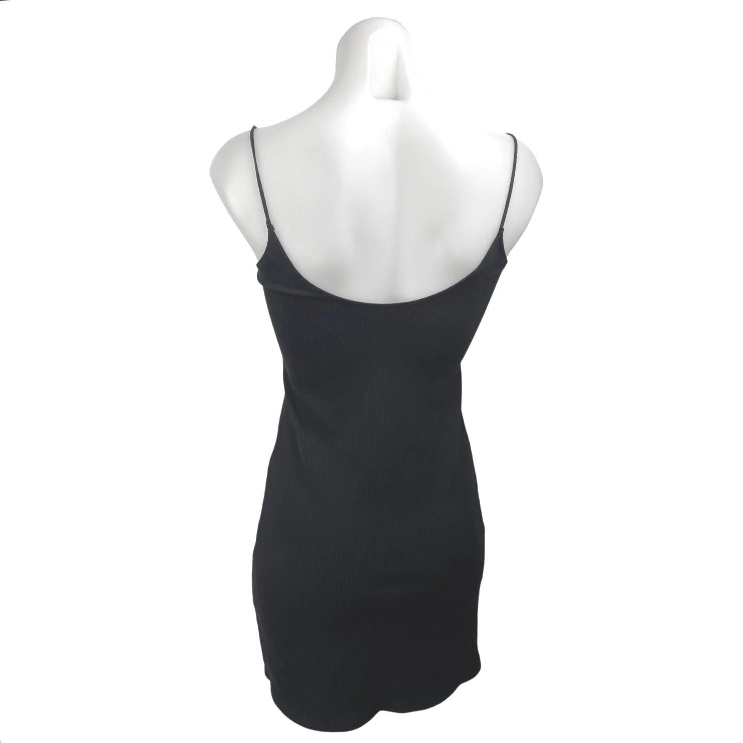 Abercrombie & Fitch Black Rib Knit Sleeveless Cami Mini Bodycon Tank Dress Sz S - Image 2