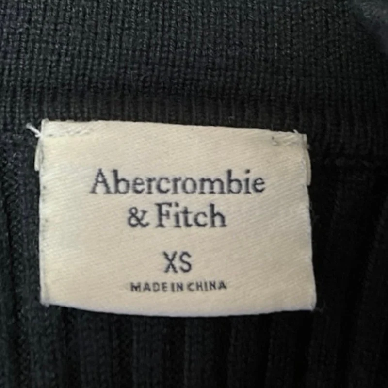 Abercrombie & Fitch Black Ribbed Long Sleeve Midi Bodycon Polo Sweater Dress XS - Image 4