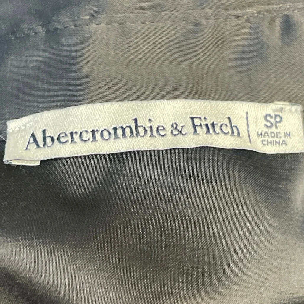 Abercrombie & Fitch Black Satin Long Sleeve Belted Button Down Shirt Dress Sz S - Image 4