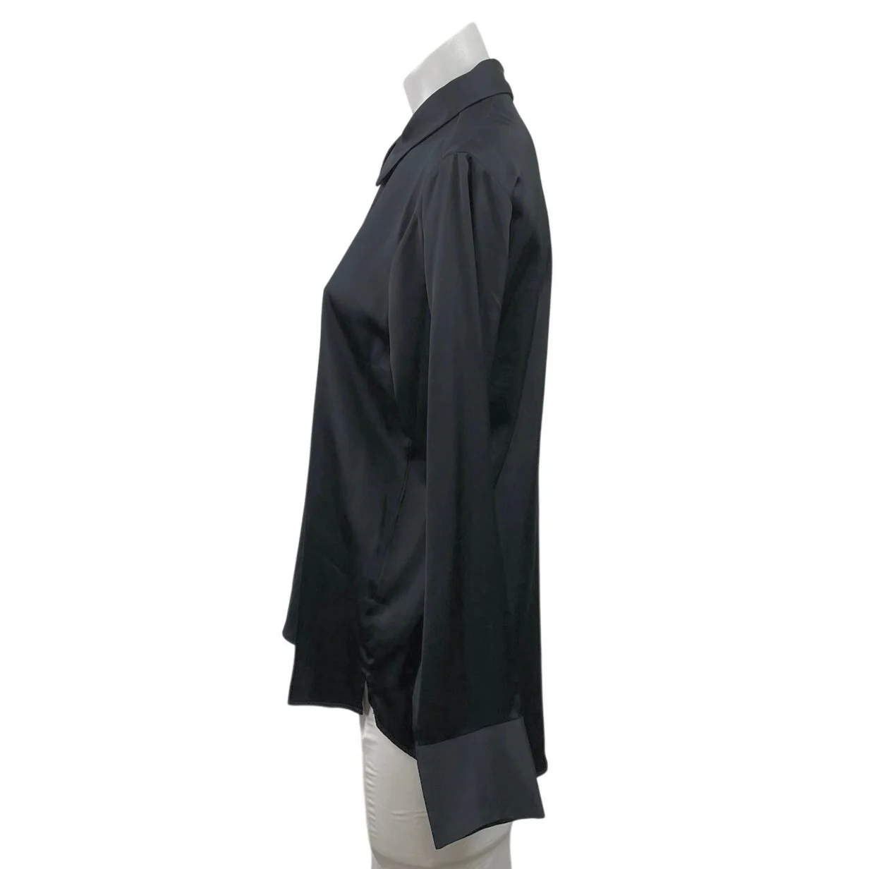 Abercrombie & Fitch Black Silk Satin Long Sleeve Button Down Shirt Top Size M - Image 2