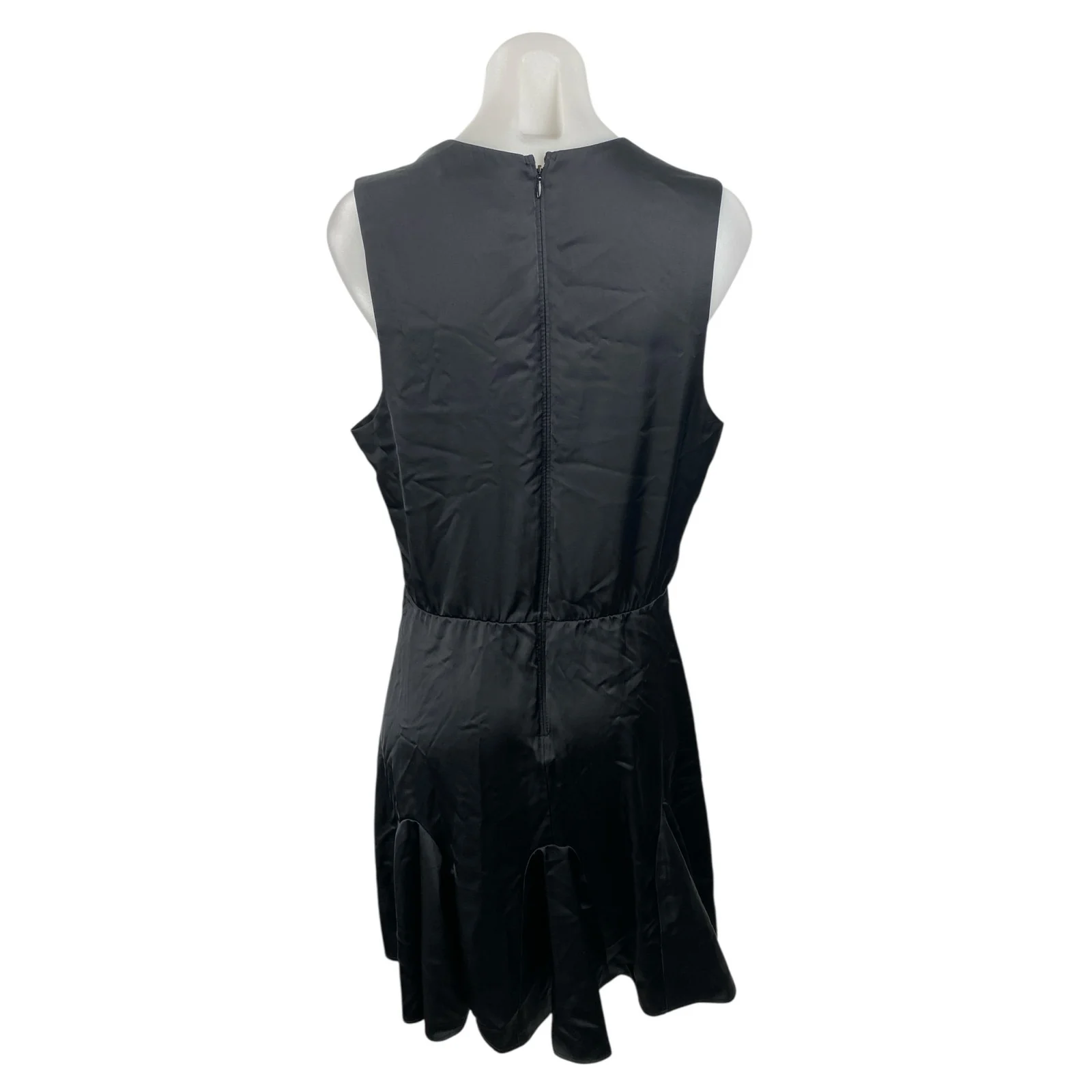 Abercrombie & Fitch Black Silk Satin Plunge Sleeveless Fit & Flare Mini Dress L - Image 5