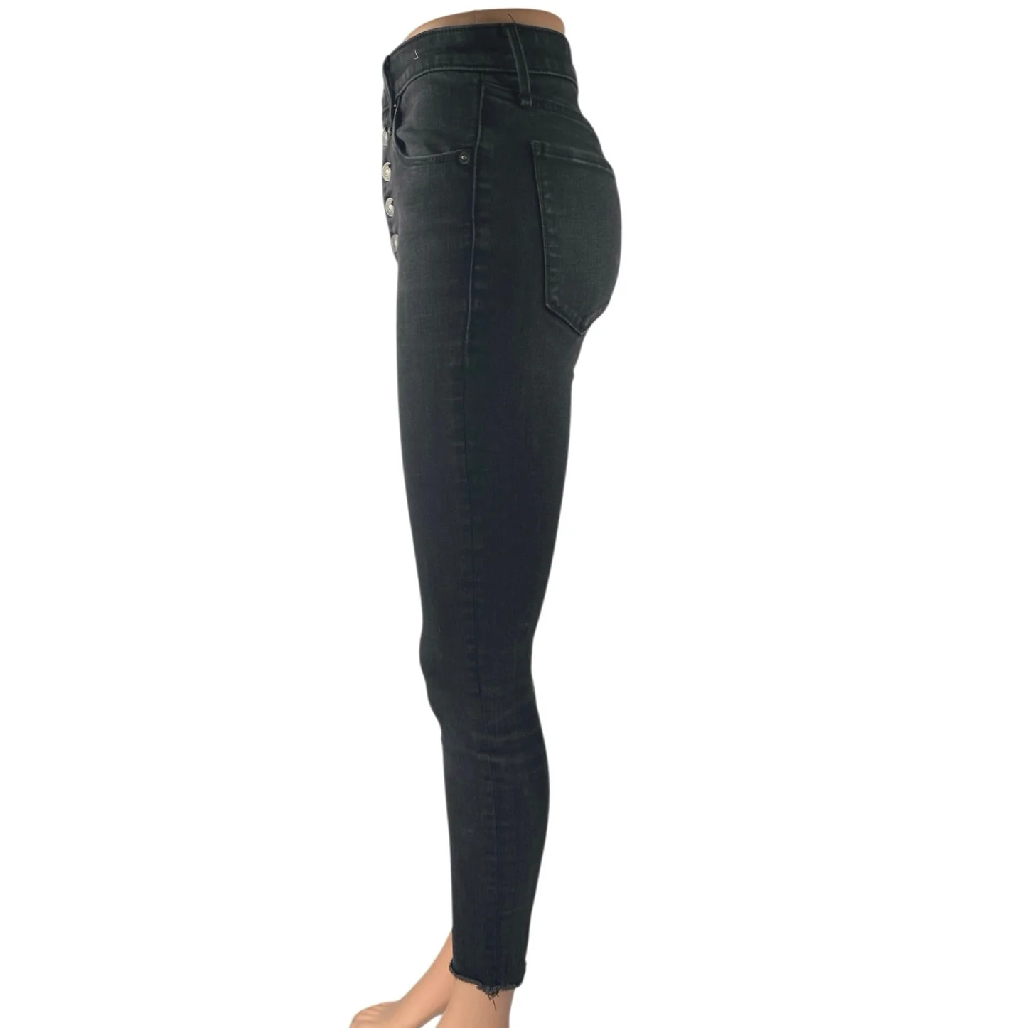 Abercrombie & Fitch Black Super Skinny High Rise Button Fly Denim Jeans Pants 26 - Image 2