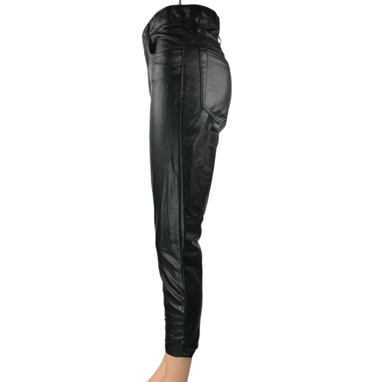 Abercrombie & Fitch Black Vegan Faux Leather Skinny High Rise Trousers Pants 4 - Image 2