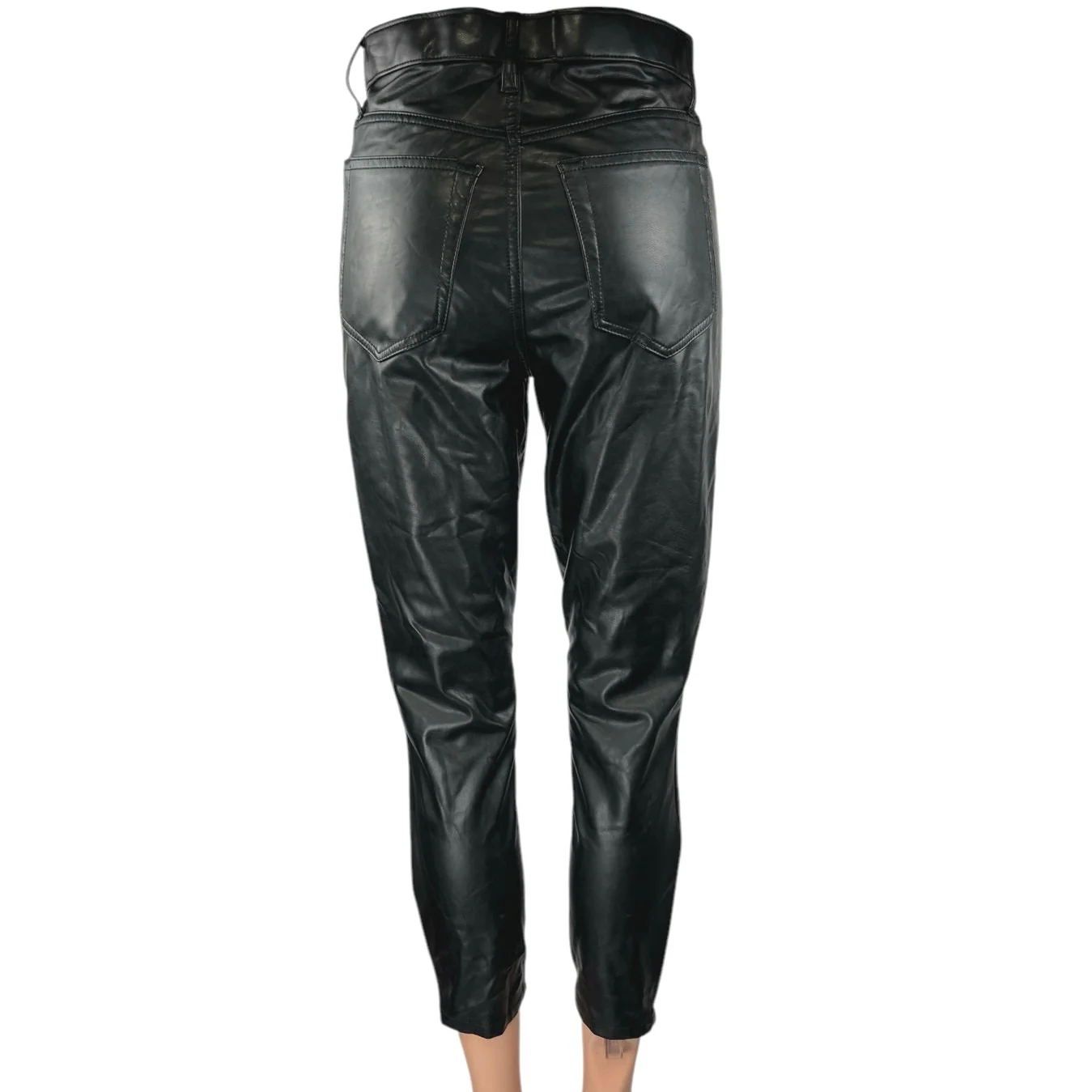 Abercrombie & Fitch Black Vegan Faux Leather Skinny High Rise Trousers Pants 4 - Image 3
