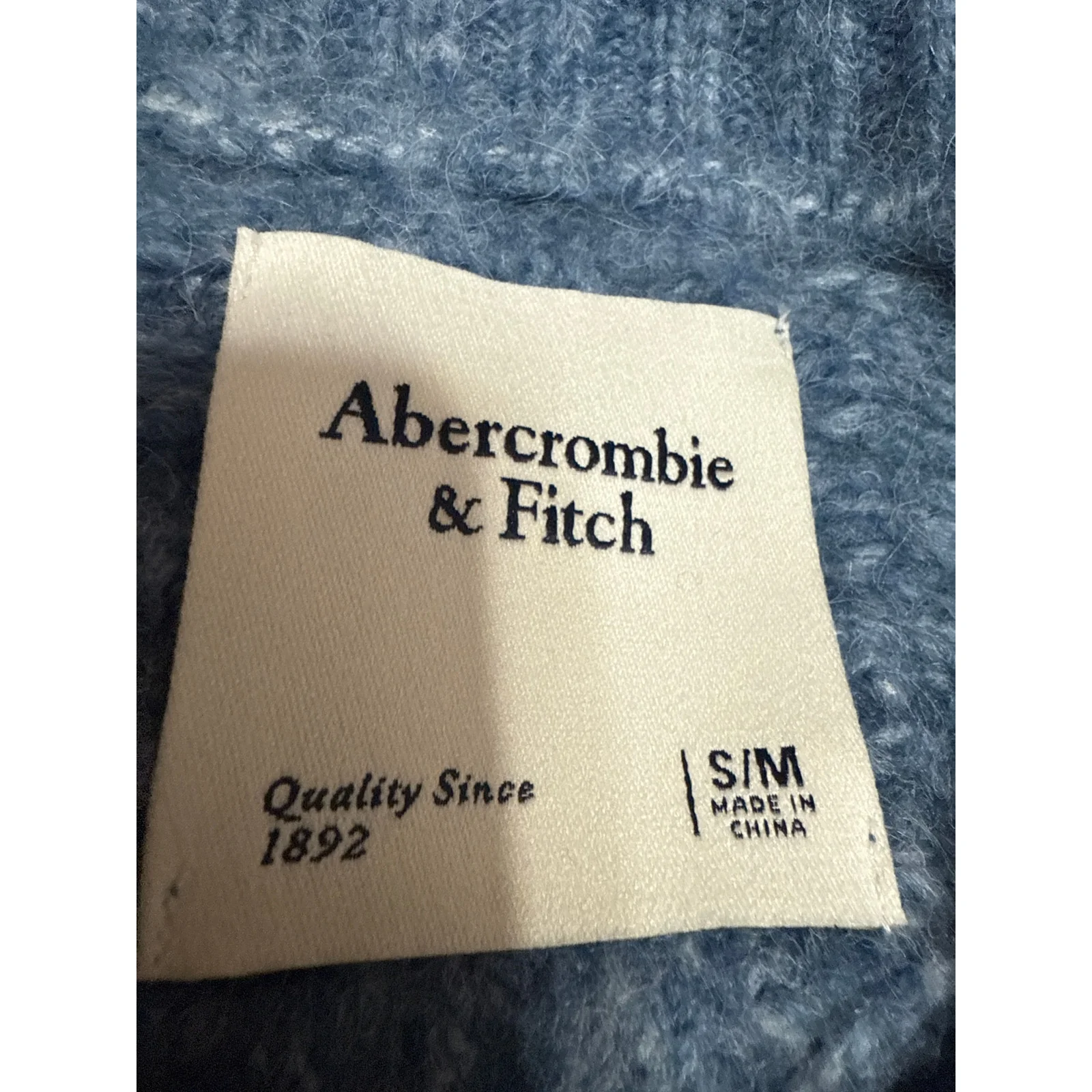 Abercrombie & Fitch Blue Cable Knit Crewneck Long Sleeve Sweater Top Size S/M - Image 3
